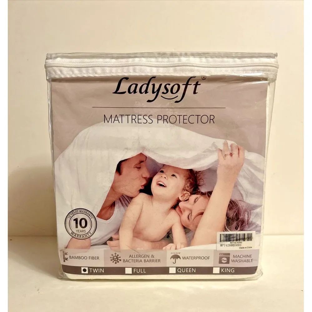 Ladysoft Mattress Protector Bamboo‎ Fiber Soft Waterproof Full White